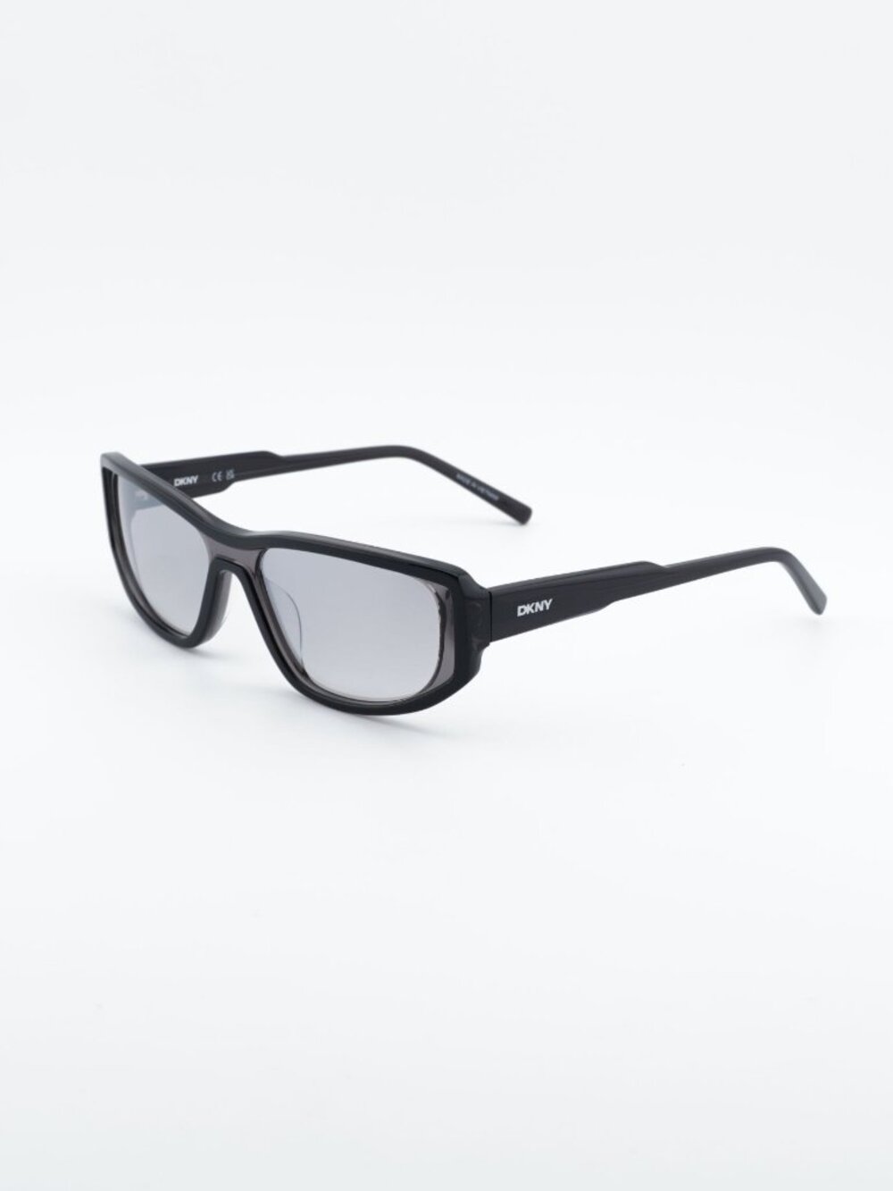 DKNY DK553S 015 Sunglasses Black Rectangle Frame, Silver Lenses